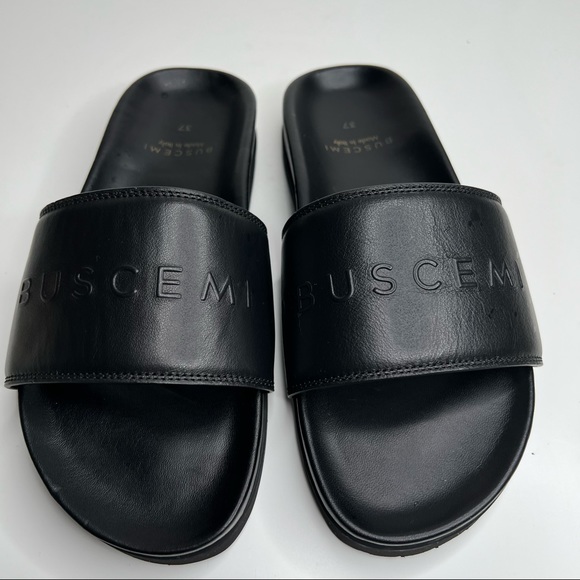 BUSCEMI Black Leather Slides Sandals Womens Size 37 EU 7 US - Picture 8 of 13